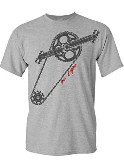 Fahrrad T-Shirt Herren : One Engine - Sport Tshirts Herren - Mountainbike Shirt (Heather Grey L) von Baddery