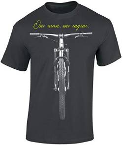 Fahrrad T-Shirt Herren : One Man One Engine - Sport Tshirts Herren - Moutainbike Shirt - MTB Tshirt (Dark Grey L) von Baddery