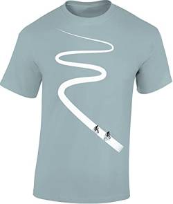 Fahrrad T-Shirt Herren : Radweg - Sport Tshirts Herren - Fun Shirts Männer (Ice Blue L) von Baddery