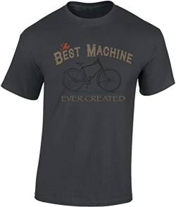 Fahrrad T-Shirt Herren : The Best Machine - Sport Tshirts Herren - E-Bike Zubehör (Dark Grey L) von Baddery