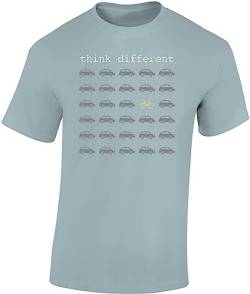 Fahrrad T-Shirt Herren : Think Different - Sport Tshirts Herren - E-Bike Rennrad Zubehör (Ice Blue S) von Baddery