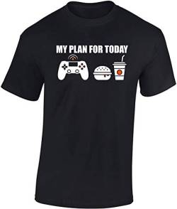 Gamer T-Shirt: My Plan for Today : Gaming - Zocken Game PC Konsole Computer-Spiele Play Internet Controller - Geschenk E-Sport Kleidung, Schwarz, S von Baddery