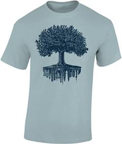 Garten T-Shirt für Herren : Forest City - Männer Wald Tshirt - Nature Shirt - Hobbygärtner Gärtner (Ice Blue XXL) von Baddery