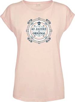 Geburtstagsgeschenk für Frauen : 40 Jahre EIN Original - Damen Geschenk T-Shirt zum 40. Geburtstag - Tshirt für Beste Freundin Mama Mutter (Loose Fit Rosa L) von Baddery