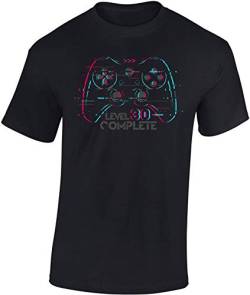Geburtstagsgeschenk für Gamer 30 Jahre - Level 30 Complete - Männer Geschenk T-Shirt zum 30. Geburtstag - Gaming Shirt Herren (L) von Baddery