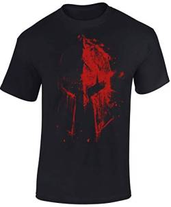 Gym Shirt Herren : Sparta Bluthelm - Spartaner T-Shirt - Spartan Shirt - Sport Fitness Tshirt Herren (Schwarz L) von Baddery