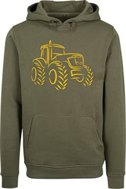 Hoodie Herren : Traktor - Geschenk für Traktorfahrer - Kapuzenpullover Trecker - Männer Pullover Arbeitskleidung Landwirt (Oliv 5XL) von Baddery