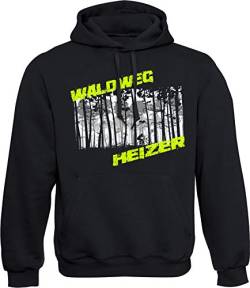 Hoodie: Waldweg Heizer - Fahrrad Kapuzenpullover für Herren & Damen - Geschenk Radfahrer Radsport - Sweatshirt Mountain, Schwarz, L von Baddery