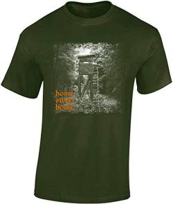 Jäger T-Shirt Männer - Home Sweet Home - Geschenk für Jäger - Jagd Tshirt Herren - Jäger Kleidung Jagd Zubehör (Army L) von Baddery