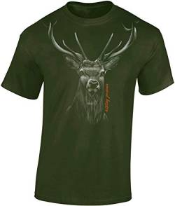 Jäger T-Shirt Männer - Hunting Passion - Geschenk für Jäger - Jagd Tshirt Herren - Jäger Kleidung Jagd Zubehör (Army L) von Baddery