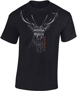 Jäger T-Shirt Männer - Hunting Passion - Geschenk für Jäger - Jagd Tshirt Herren - Jäger Kleidung Jagd Zubehör (Schwarz L) von Baddery