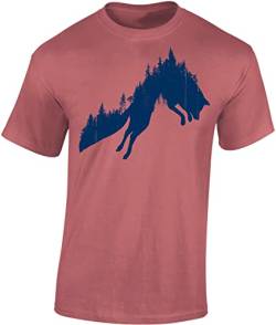 Jäger T-Shirt Männer - Waldfuchs - Geschenk für Jäger - Jagd Tshirt Herren - Jäger Kleidung Jagd Zubehör (Rot XL) von Baddery