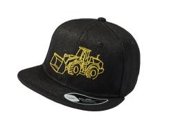 Kinder Cap : Radlader (inkl. 8 Baufahrzeuge Sticker) - Basecap Cappy Jungen - Bagger Traktor Mütze Arbeitskleidung Kinder (One Size - Schwarz) von Baddery