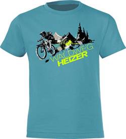 Kinder Fahrrad T-Shirt: Waldweg Heizer - Geschenk-e Jungen & Mädchen - Radfahrer-in Mountain Bike MTB BMX Roller Rad Outdoor Junge Kind - Schule Sport Trikot Spielplatz Geburtstag (110-116) von Baddery