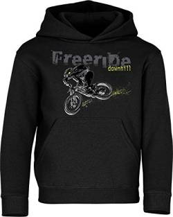 Kinder Pullover: Freeride Downhill - Hoodie Kapuzenpullover Pulli Fahrrad Geschenk-e Jungen & Mädchen - Radfahrer-in Mountain Bike MTB BMX Roller Rad Outdoor Junge Kind Sport Trikot Geburtstag (164) von Baddery