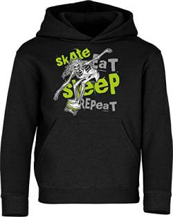 Kinder Pullover: Skate Eat Sleep Repeat - Hoodie Kapuzenpullover Pulli Skateboard Skaten Skater Skaters Board SK8 - Geschenk Kleidung Junge Jungen Mädchen Kind Sport (140) von Baddery