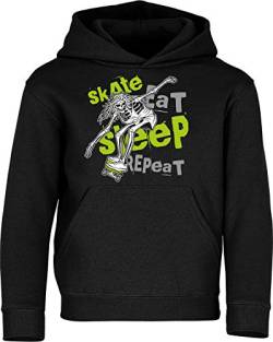 Kinder Pullover: Skate Eat Sleep Repeat - Hoodie Kapuzenpullover Pulli Skateboard Skaten Skater Skaters Board SK8 - Geschenk Kleidung Junge Jungen Mädchen Kind Sport (164) von Baddery