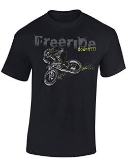 Kinder T-Shirt: Freeride Downhill - Fahrrad Geschenk-e Jungen & Mädchen - Radfahrer-in Mountain Bike MTB BMX Roller Rad Outdoor Junge Kind - Verkehr Schule Sport Trikot Geburtstag (122/128) von Baddery