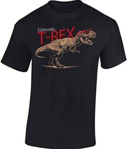 Kinder T-Shirt: Survival T-Rex - Tyrannosaurus Saurier Dino Dinosaurier - Shirt für Jungen Junge & Mädchen Geschenk-Idee zum Geburtstag für Kind Kinder Birthday Sport Planet Jurassic (152/164) von Baddery