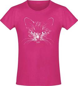 Mädchen T-Shirt: Katze - Kätzchen - Baby Kitty Kitten - Niedlich - Cat Cats Kater - Süss - Tier Tiere - Geburtstag-s Shirt Kinder Kind Kid-s - Geschenk-Idee - Freundin - Pink Niedlich (152) von Baddery