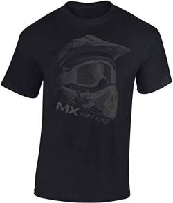Motocross Tshirt Herren : MX Dirt Life - Dirt Bike T-Shirt für Männer & Jungen - Enduro Motorrad Shirt - Motocross Bekleidung Trikot (Schwarz 4XL) von Baddery