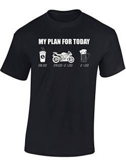 Motorrad T-Shirt: My Plan for Today Motorrad - T-Shirt für Alle Biker und Motorradfahrer Herren Damen - Geschenk für Motorradfahrer - Biker T-Shirt - Motorrad Geschenke, Schwarz, M von Baddery