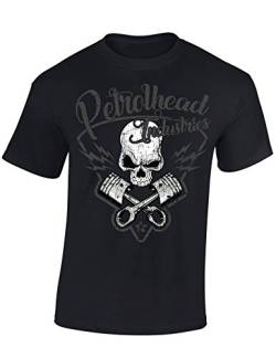 Petrolhead Industries: Skull and Pistons - Auto Shirt - Geschenk für Autoliebhaber - T-Shirt für alle Tuning-, Drift-, und Motorsport Fans, Schwarz, L von Baddery