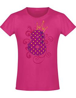 Shirt: 8 Jahre mit Krone Kinder - Geburtstags T-Shirt 8 Jahre Kind Mädchen - Geschenk Zum 8. Geburtstag - Mädchen T-Shirt 8 Geburtstag - Geburtstag-Shirt Kinder 8, Pink Fuchsia, 140 (9 - 10 Jahre) von Baddery