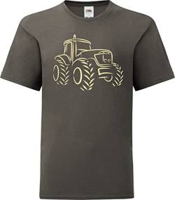 T-Shirts für Jungen - Trecker - Traktor Tshirt Kinder - Traktor T-Shirt Junge Bauernhof Shirt (Grau 128) von Baddery