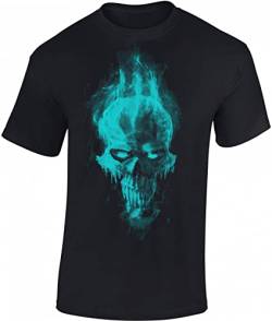 Totenkopf Shirt Herren - Dämon Schädel - Horror T-Shirt Männer - Skull Tshirt - Halloween Death Biker (L) von Baddery