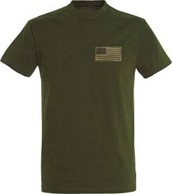 US Army Shirt Herren - USA Flagge Patch - USA Tshirt Männer - Stars and Stripes T-Shirt (Army L) von Baddery