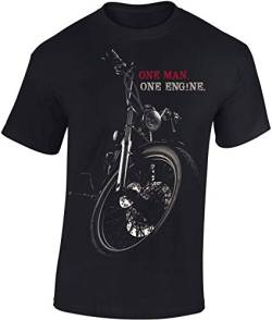 USA Biker T-Shirt Herren : Chopper One Man One Engine - Motorrad Geschenke für Männer Tshirt - Motorradfahrer T Shirt - Motorradbekleidung Zubehör (Schwarz 4XL) von Baddery