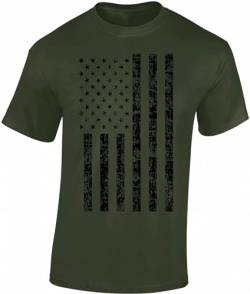 USA Flagge Shirt Herren - Black Stars and Stripes - US Army T-Shirt Männer - Amerika Tshirt (Army L) von Baddery
