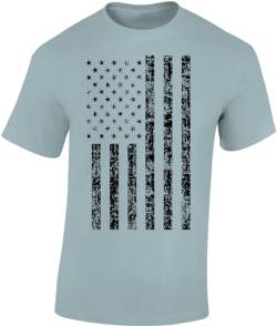 USA Flagge Shirt Herren - Black Stars and Stripes - US Army T-Shirt Männer - Amerika Tshirt (Ice Blue M) von Baddery