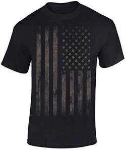 USA Flagge Shirt Herren - Stars and Stripes/Camo Style - US Army T-Shirt Männer - Chopper Biker Tshirt (Schwarz L) von Baddery
