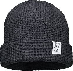 Unisex Organic Cotton Beanie : Polygon Fuchs (Patch) - Mütze Herren Winter - Bio Baumwolle Strickmütze Damen (grau) von Baddery