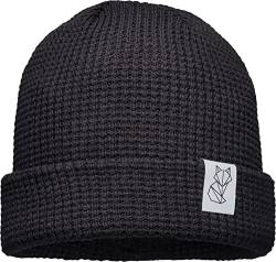 Unisex Organic Cotton Beanie : Polygon Fuchs (Patch) - Mütze Herren Winter - Bio Baumwolle Strickmütze Damen (schwarz) von Baddery