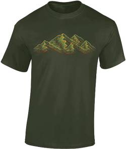 Wander Tshirt Herren : Alpen - Kletter T-Shirt Männer - Geschenk für Wanderfreunde - Bergsteiger Ausrüstung (Army L) von Baddery