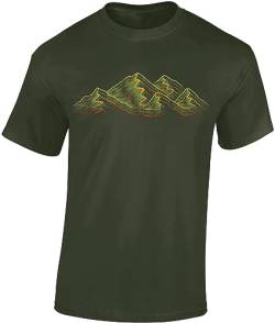 Wander Tshirt Herren : Alpen - Kletter T-Shirt Männer - Geschenk für Wanderfreunde - Bergsteiger Ausrüstung (Army M) von Baddery