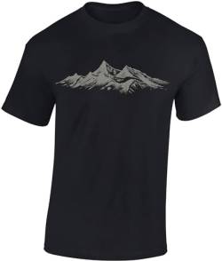 Wander Tshirt Herren : Alpengipfel - Kletter T-Shirt Männer - Geschenk für Wanderfreunde - Bergsteiger Ausrüstung (Schwarz L) von Baddery