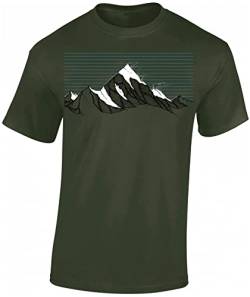 Wander Tshirt Herren : Bergwind - Kletter T-Shirt Männer - Geschenk für Wanderfreunde - Bergsteiger Ausrüstung (Army L) von Baddery