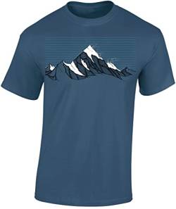 Wander Tshirt Herren : Bergwind - Kletter T-Shirt Männer - Geschenk für Wanderfreunde - Bergsteiger Ausrüstung (Denim Blue L) von Baddery