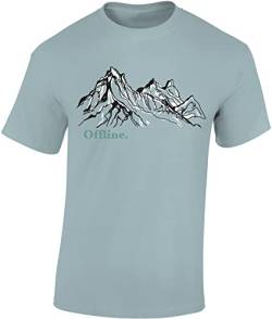 Wander Tshirt Herren : Offline - Kletter T-Shirt Männer - Geschenk für Wanderfreunde - Bergsteiger Ausrüstung (Ice Blue L) von Baddery