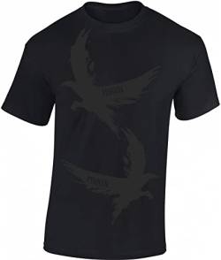 Wikinger Tshirt Herren | Hugin und Munin Rabe T-Shirt | Viking Shirt Männer | Wikinger Kleidung (Schwarz 6XL) von Baddery