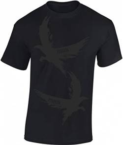 Wikinger Tshirt Herren | Hugin und Munin Rabe T-Shirt | Viking Shirt Männer | Wikinger Kleidung (Schwarz L) von Baddery