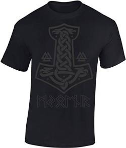 Wikinger Tshirt Herren | Mjölnir T-Shirt | Viking Shirt Männer | Wikinger Kleidung (Schwarz 6XL) von Baddery