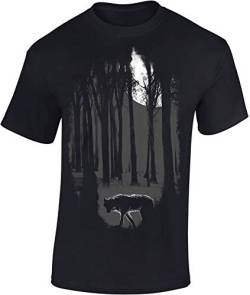 Wikinger Tshirt Herren | Nachtwolf T-Shirt | Viking Shirt Männer | Wikinger Kleidung (Schwarz L) von Baddery