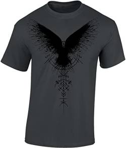 Wikinger Tshirt Herren | Schattenrabe T-Shirt | Viking Shirt Männer | Wikinger Kleidung (Dark Grey L) von Baddery