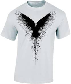 Wikinger Tshirt Herren | Schattenrabe T-Shirt | Viking Shirt Männer | Wikinger Kleidung (Weiß L) von Baddery