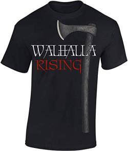 Wikinger Tshirt Herren | Walhalla Rising T-Shirt | Viking Shirt Männer | Wikinger Kleidung (Schwarz L) von Baddery